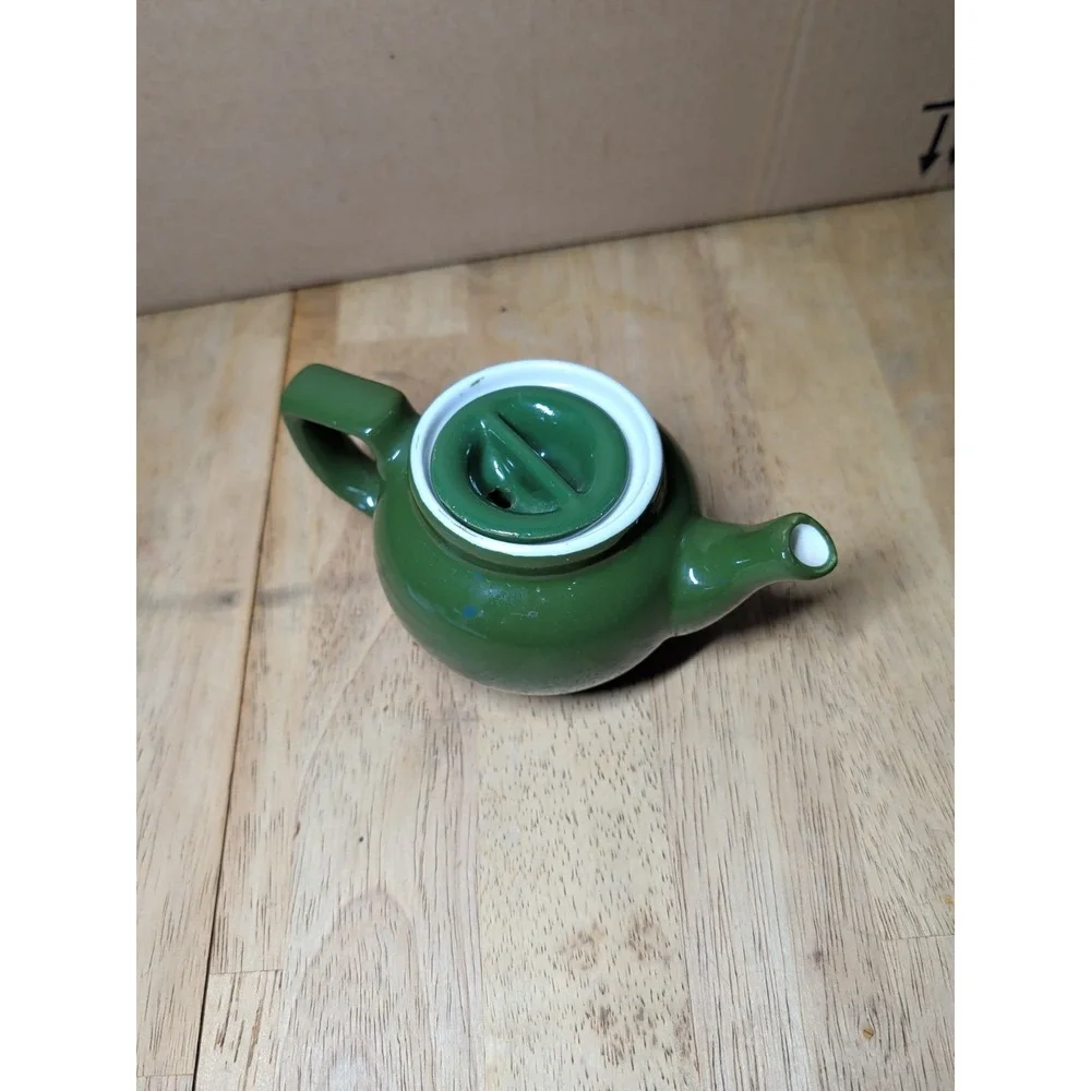 Hall‎ Small Single Serve Dark Green Teapot with Lid Made in USA 3.5